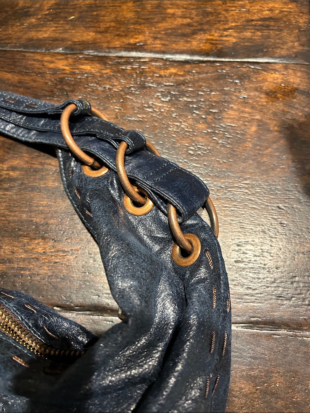 Matt & Nat Faux Leather Hobo Shoulder Bag in Dark Blue - Picture 3 of 7